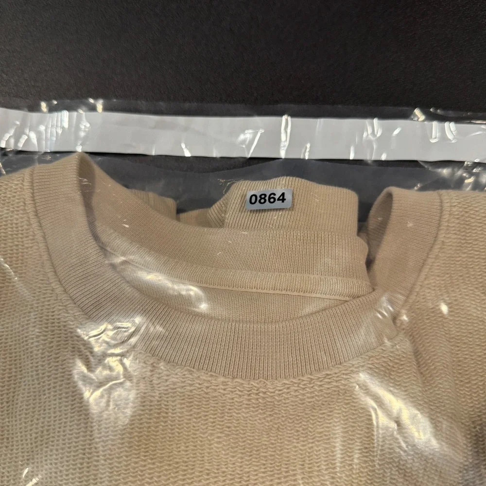 Jordan Heritage Sweatshirt Tan Flight Tour Graphic Waffle Knit Crewneck Large - Picture 7 of 7